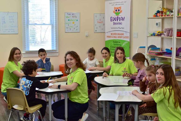 A math group working at the table