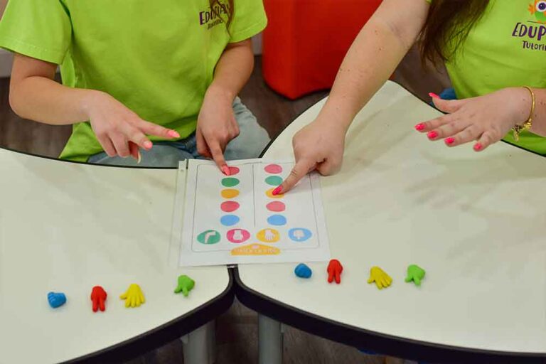 Children playing a logic game